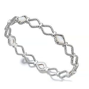 New Judith Ripka Isola 925 St Silver Mother Of Pearl Bangle Bracelet w/Box